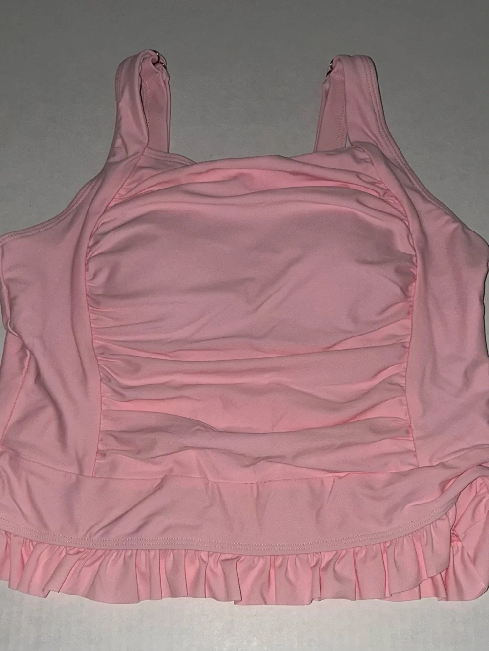 Girls' Pink Ruffled One-Piece Swimsuit Top